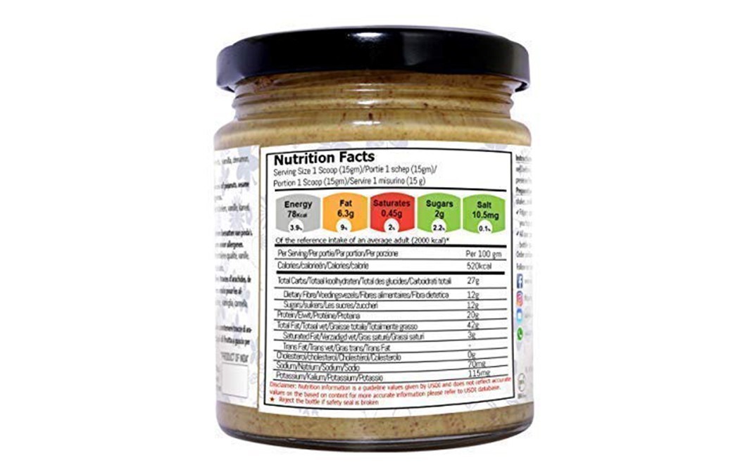 Fitjars Almond Butter with Vanilla Cinnamon Raisin   Glass Jar  200 grams